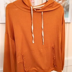 Burnt orange sweat shirt with hoodie